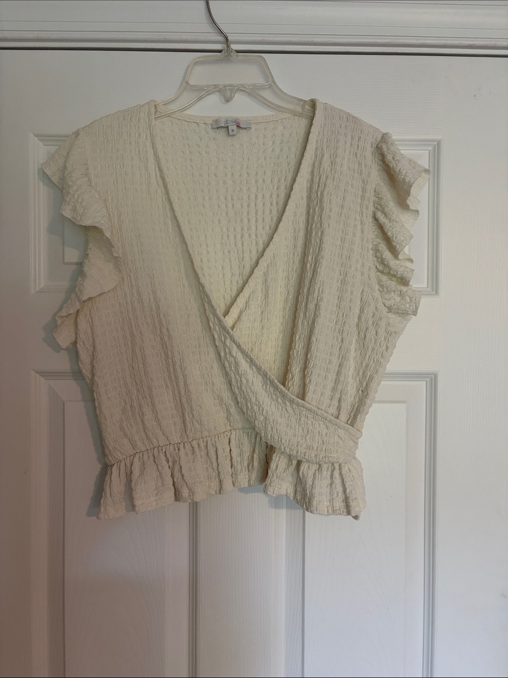 Women's Cream Ruffle Cropped Top